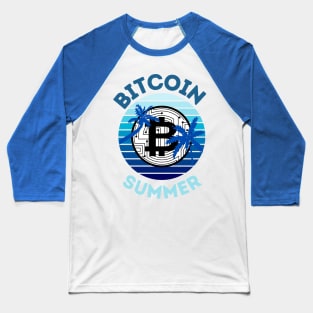 Bitcoin Summer Retro Sunset Baseball T-Shirt